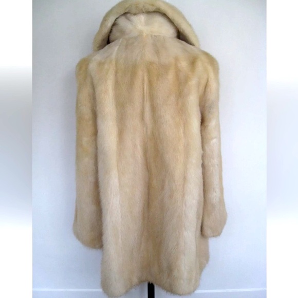 Mink Coat Real Fur Jacket Size S/M Cream Pockets - Picture 3 of 6